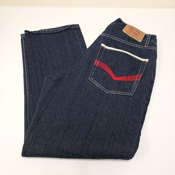 Regal Wear Triumph Mens Blue Jeans Red White Stitching Size 34x32 Y2K - Picture 4 of 10